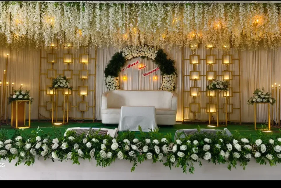 Ivory Garden Wedding — Ivory floral garland arch